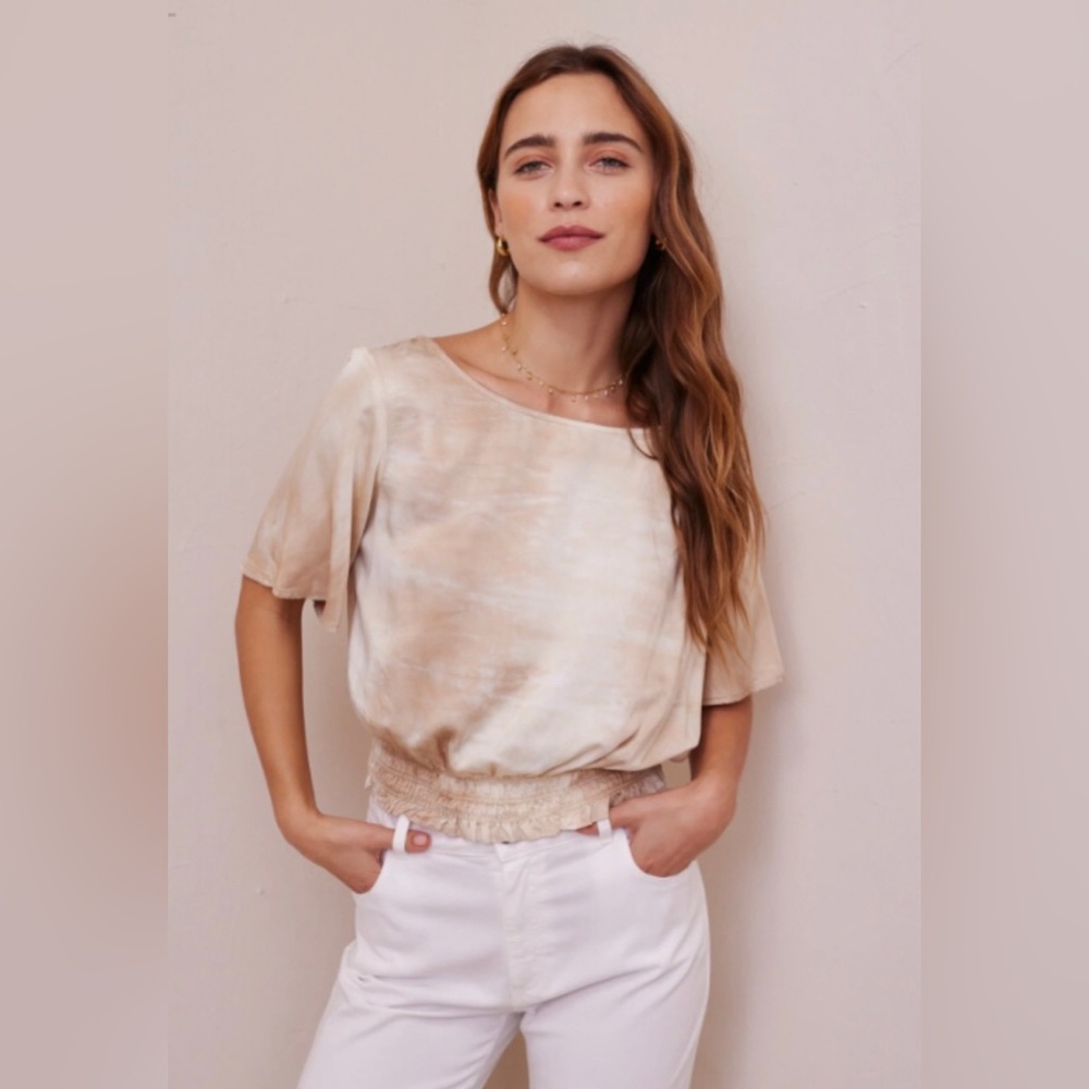 NIB Cloth & Stone Smocked Waist Dune Tie Dye Top, Size Small